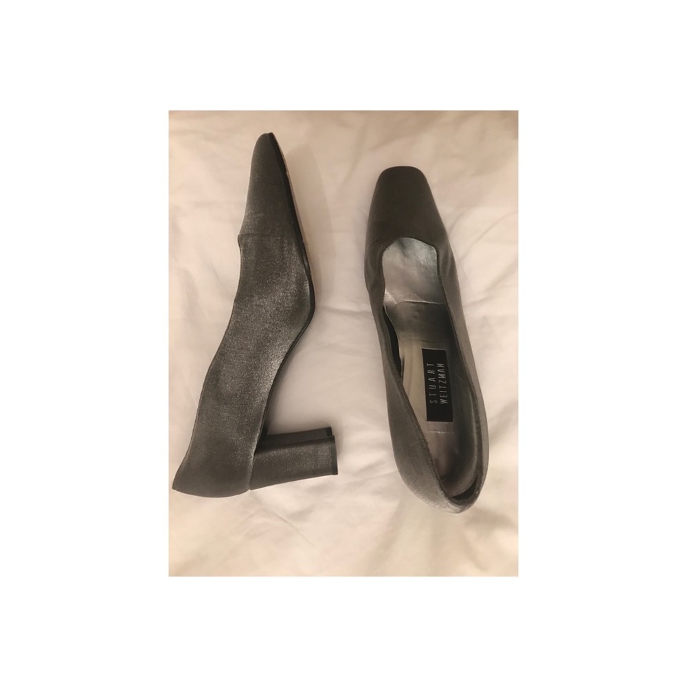 Metallic Stuart Weitzman Block Heels